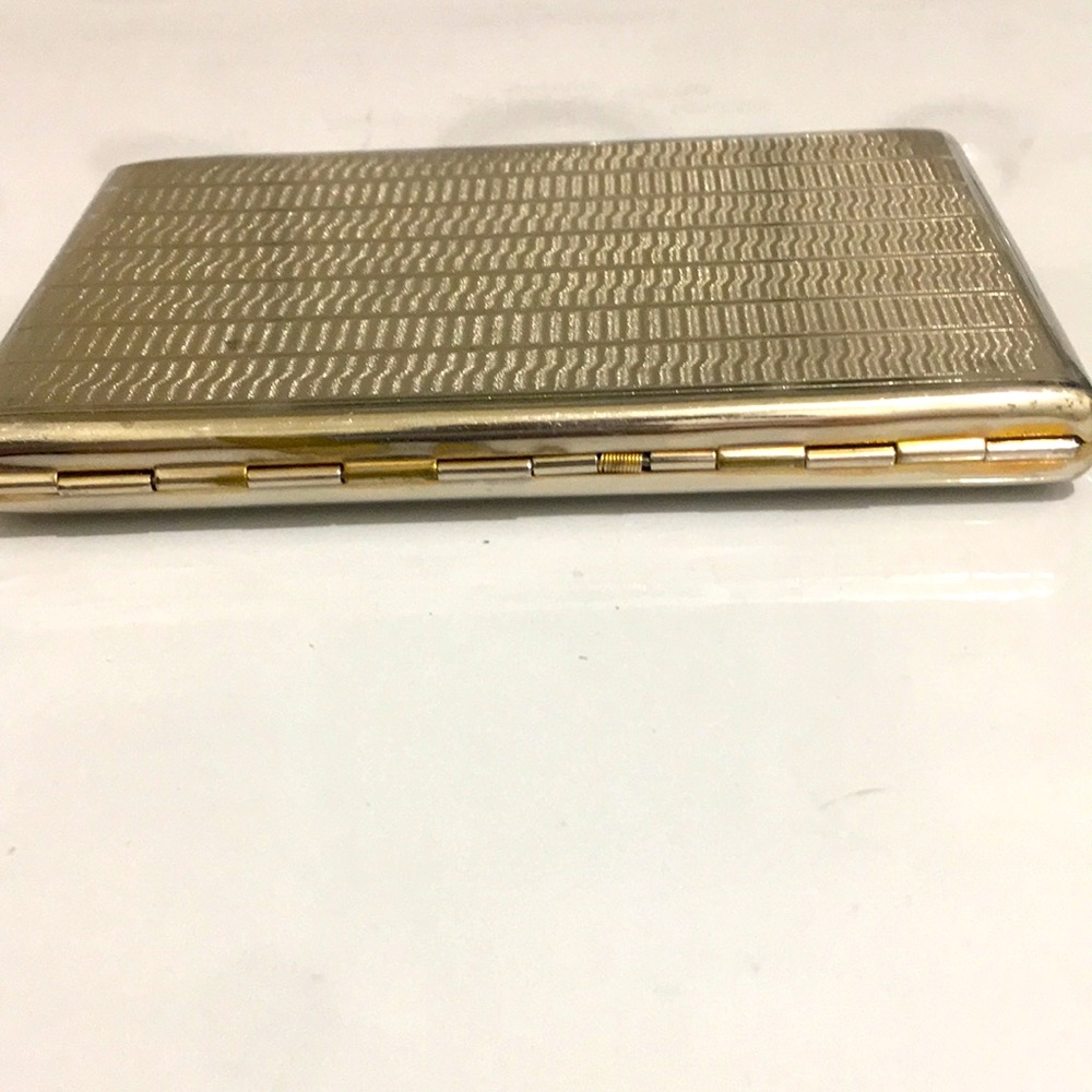 Colibri Lighter and Cigarette Case, Gold Tone w Mother of Pearl Setting, VTG - Picture 4 of 16